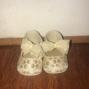 KATE SPADE gold metallic polka dot booties